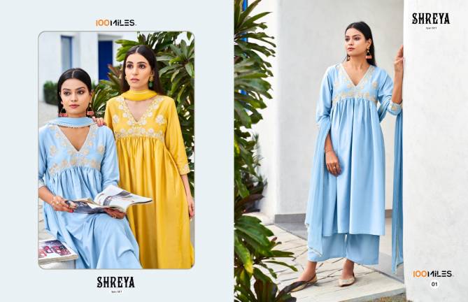 Shreya By 100 Miles Alia Cut Readymade Salwar Suits Catalog